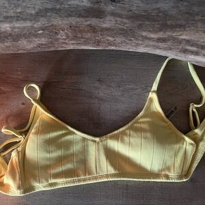 Yellow Ribbed Bikini Top